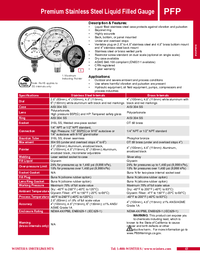 Thumbnail of document Data Sheet - PFP Premium SS Liquid Filled Pressure Gauge